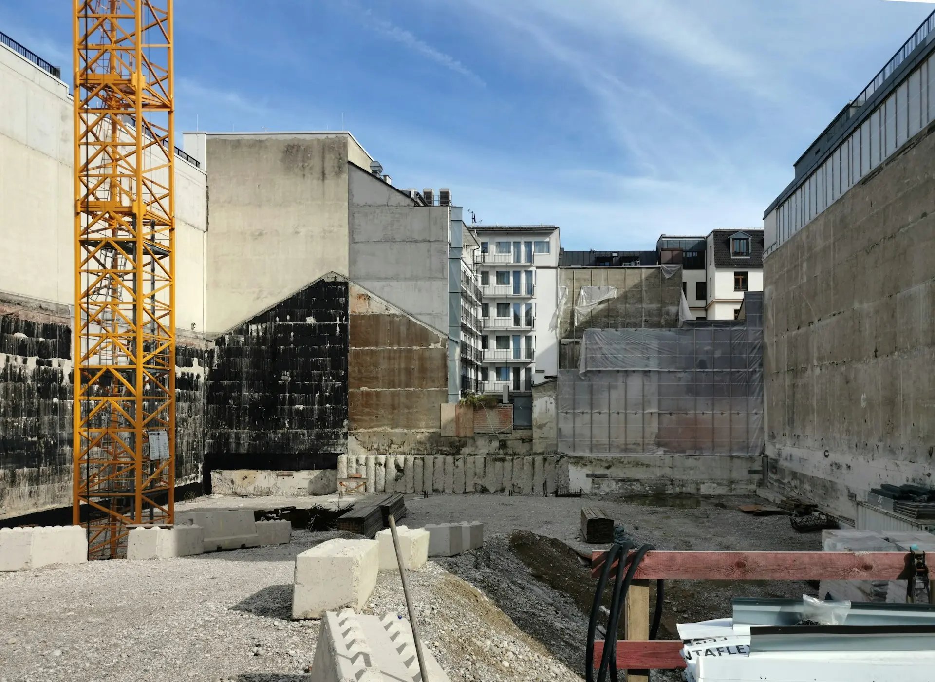 a construction site with a crane